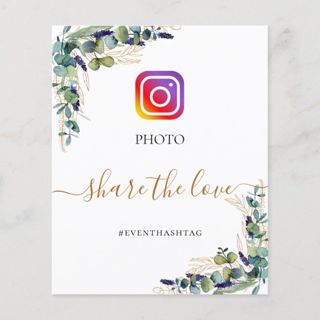Photo party Instagram hashtag eucalyptus greenery Flyer (Front)