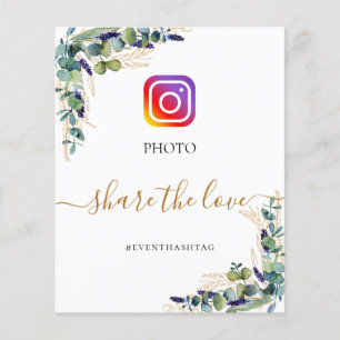 Photo party Instagram hashtag eucalyptus greenery Flyer