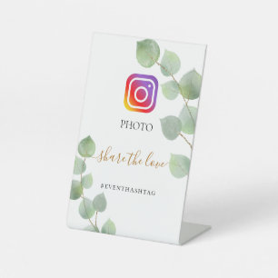 Photo party Instagram hashtag eucalyptus Pedestal Sign