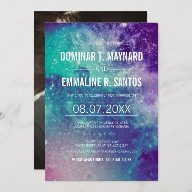 Photo Pastel Galaxy Wedding Invitation (Front/Back)
