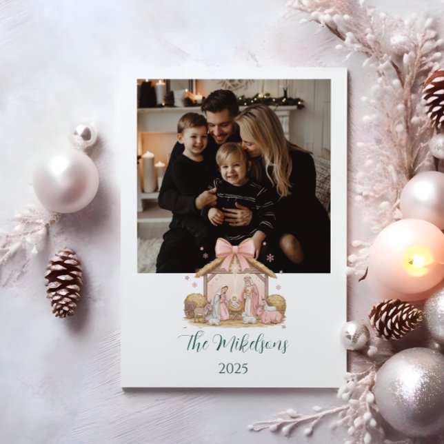 Photo Pastel Nativity Christmas Holiday Card (Creator Uploaded)