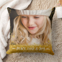 Photo Peace Love Joy Quote Gold Stars Holiday Name