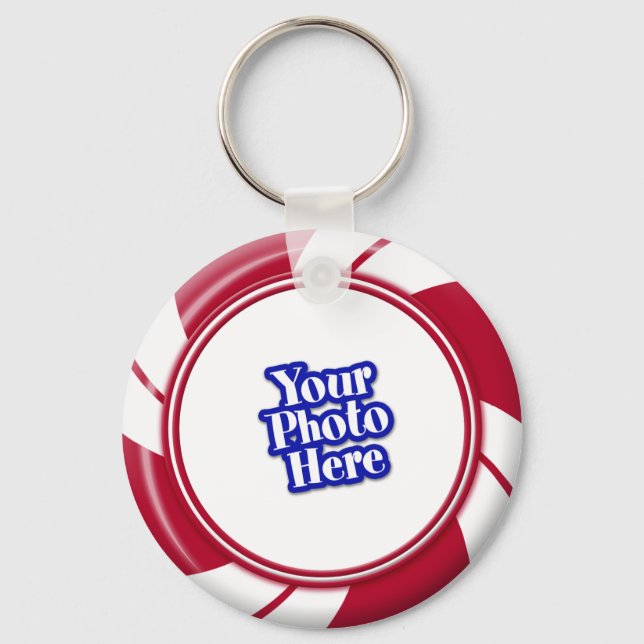 Photo Peppermint Swirl Stripe Candy Key Ring (Front)