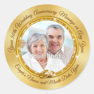 Photo Personalised 50th Anniversary Envelope Seals