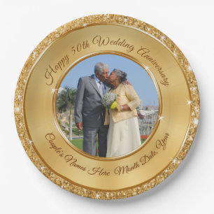 PHOTO Personalised 50th Anniversary Paper Plates