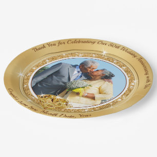 Photo, Personalised 50th Anniversary Paper Plates