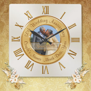 Photo Personalised 50th Wedding Anniversary Clocks