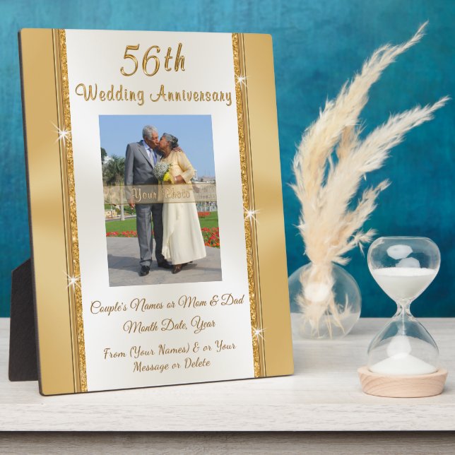 Photo Personalised 56th Wedding Anniversary Gift Plaque (Side)