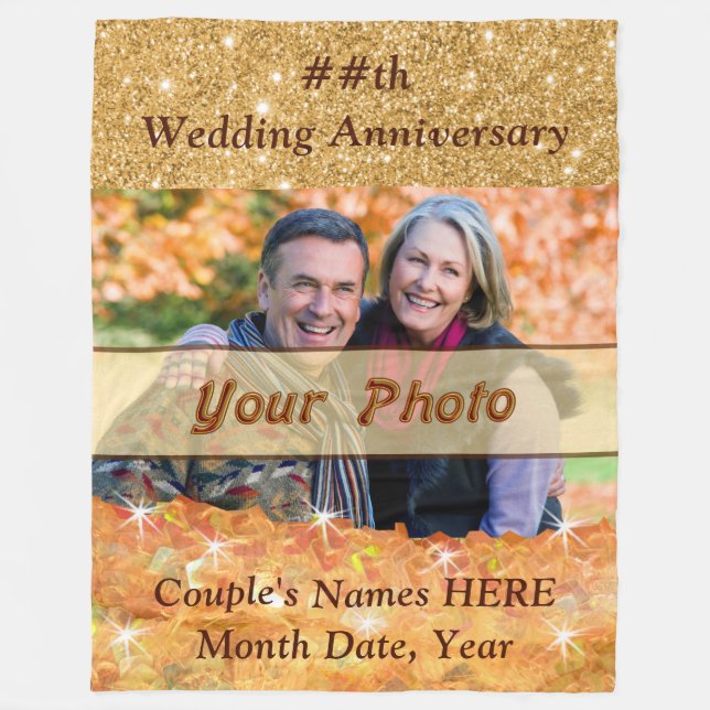 Photo Personalised Anniversary Blanket by Year (Front)