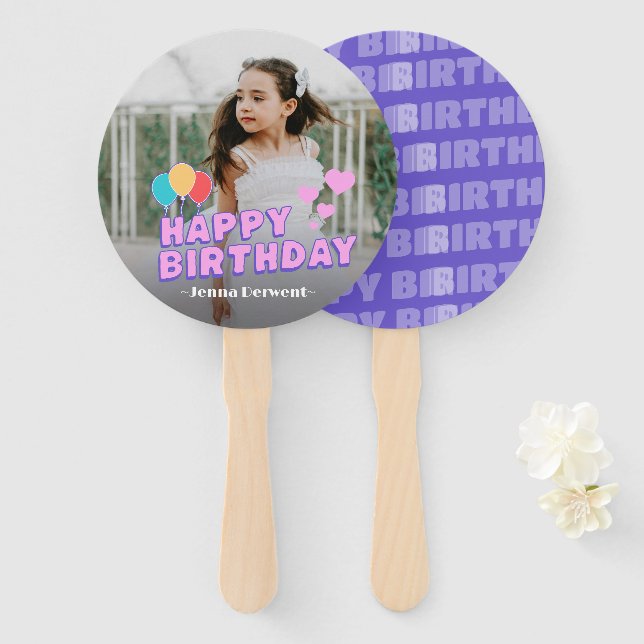 Photo Personalised Birthday Hand Fan (Front and Back)