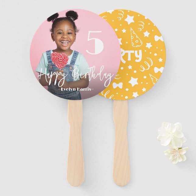 Photo Personalised Birthday Hand Fan (Front and Back)