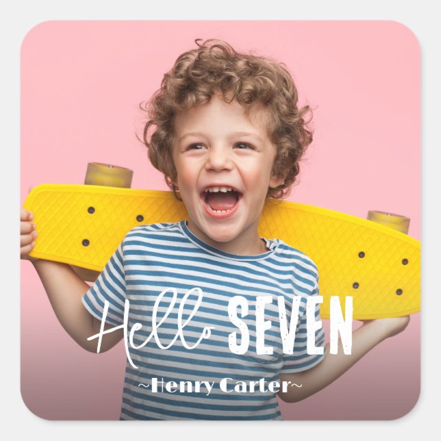 Photo Personalised Birthday Square Sticker (Front)