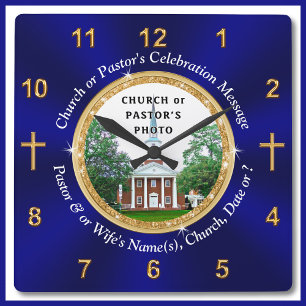 Photo, Personalised, Christian Gifts for Pastors Square Wall Clock