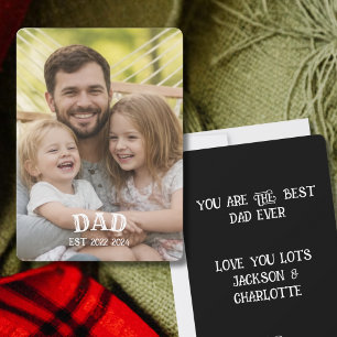 Photo Personalised Dad Est Holiday Card