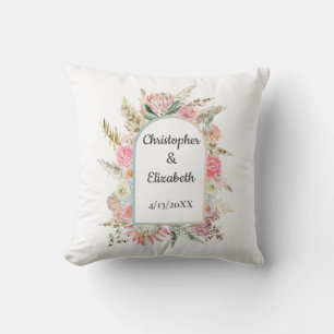 Photo Personalised Floral Boho Wedding Gift  Cushion