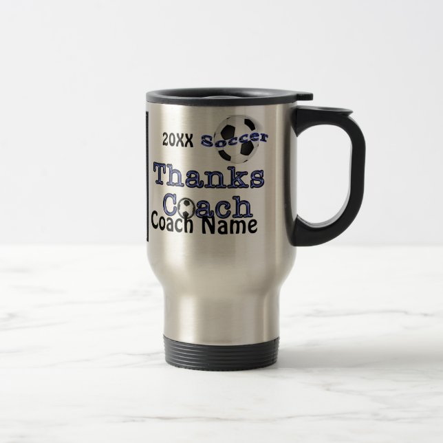PHOTO Personalised Gift Ideas for Coaches  Soccer Travel Mug (Right)