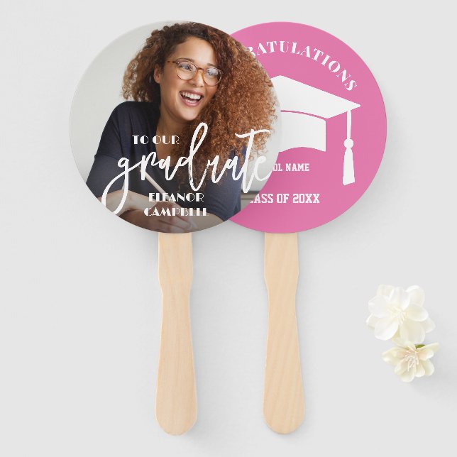 Photo Personalised Graduate Hand Fan (Front and Back)