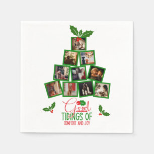 Photo Personalised Green Christmas Napkin