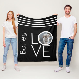 Photo Personalised Love Back And White Fleece Blanket