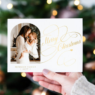 Photo personalised Merry Christmas elegant script Holiday Card