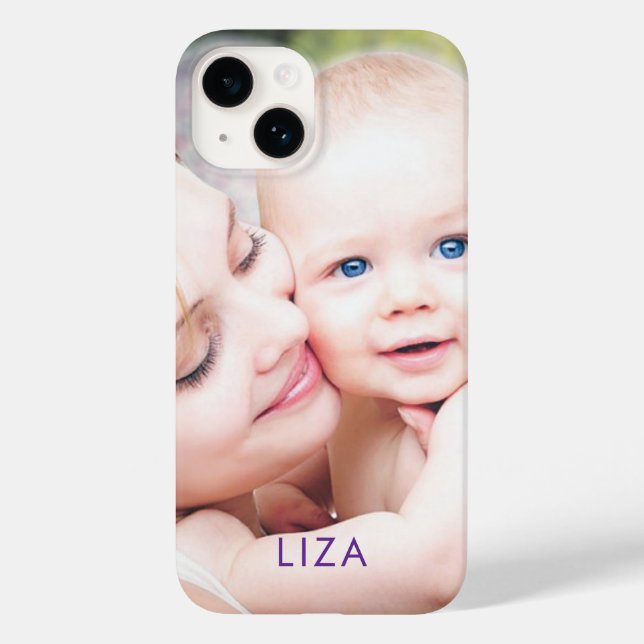 Photo Personalised Name Custom Simplistic Modern Case-Mate iPhone Case (Back)