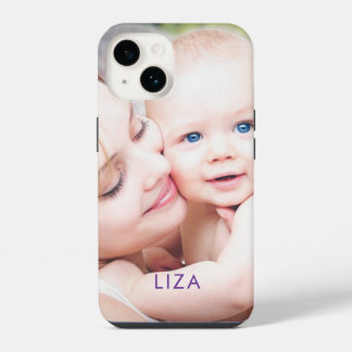 Photo Personalised Name Custom Simplistic Modern iPhone 14 Case