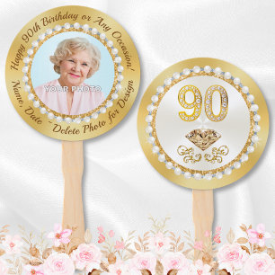 Photo Personalised Party Favours for 90th Birthday Hand Fan