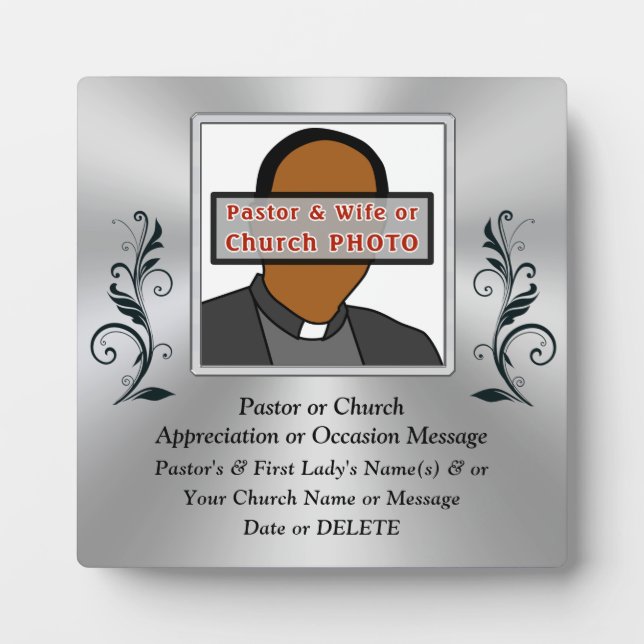 Photo Personalised, Pastor Appreciation Gifts,  Plaque (Front)