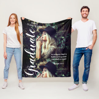 Photo Personalised Text Graduate Bible Scripture   Fleece Blanket