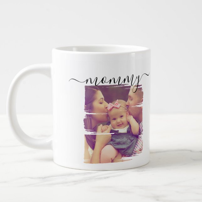 Photo Personalised Typography Large Coffee Mug (Left)