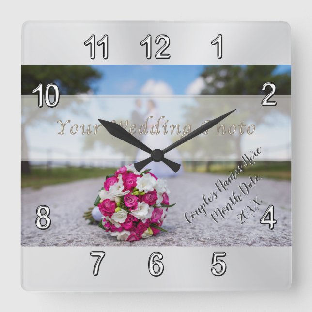 Photo, Personalised Wall Clock Wedding Gift Ideas (Front)