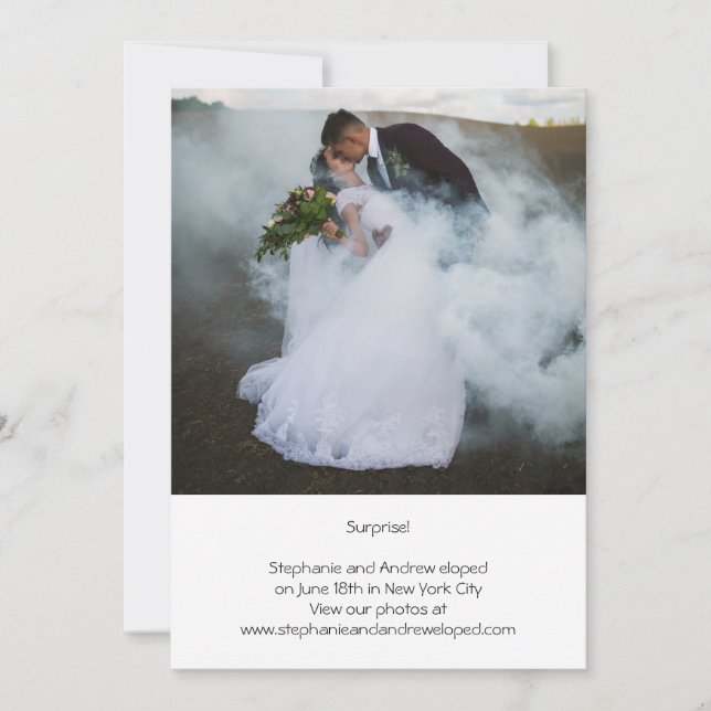 Photo Personalised Wedding Elopement Announcement (Front)