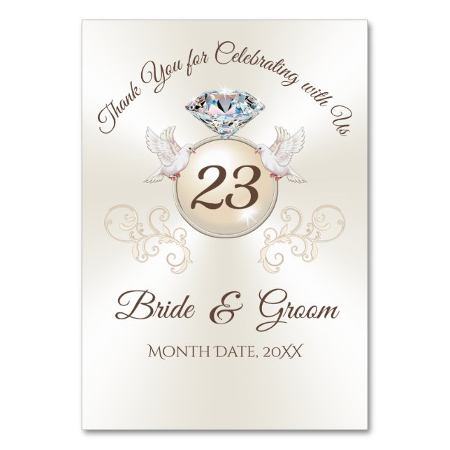 PHOTO Personalised Wedding Table Number Cards (Front)