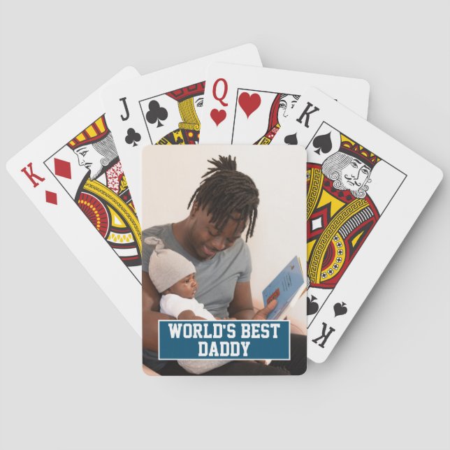 Photo Personalised Worlds Best Daddy Fathers Day Playing Cards (Back)
