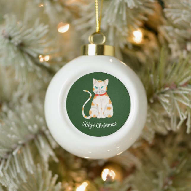 Photo Personalized Ceramic Ball Christmas Ornament (Tree)