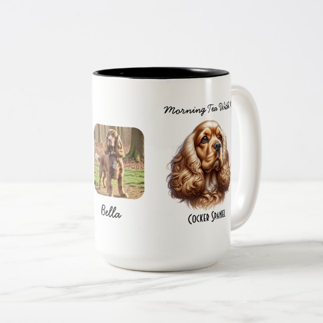 Photo Pet Cocker Spaniel Personalise Two-Tone Coffee Mug (Front Right)