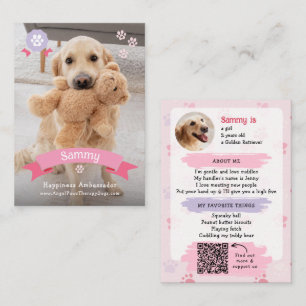 Photo Pet Trading Card, QR Code Therapy Dog Calling Card