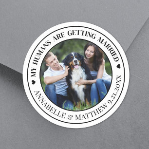 Photo Pet Wedding Save The Date Classic Round Sticker