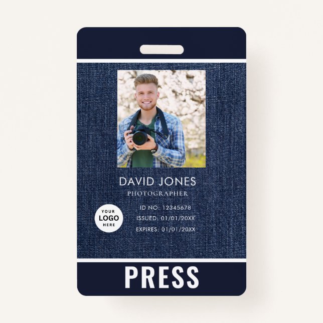 Photo Photographer Press Badge ID Badge (Front)