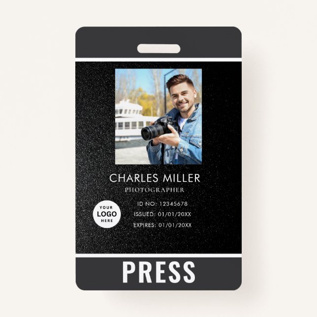 Photo Photographer Press Badge ID Badge (Front)
