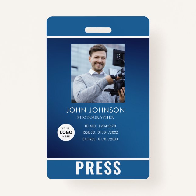 Photo Photographer Press Badge ID Badge (Front)