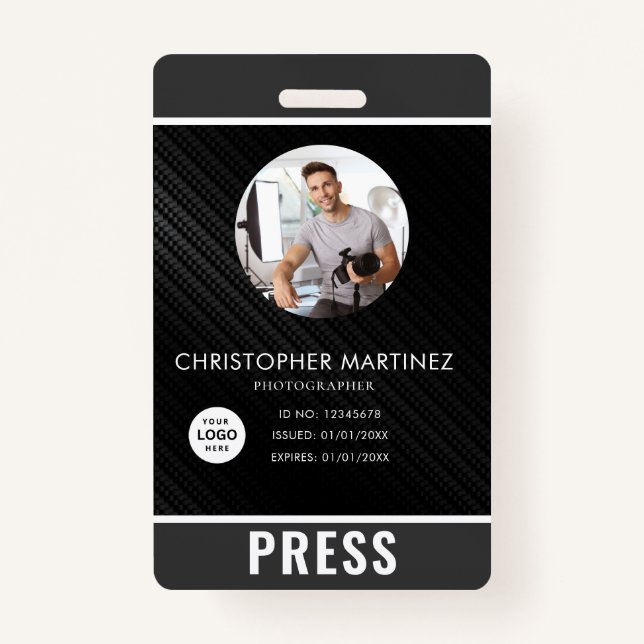 Photo Photographer Press Badge ID Badge (Front)