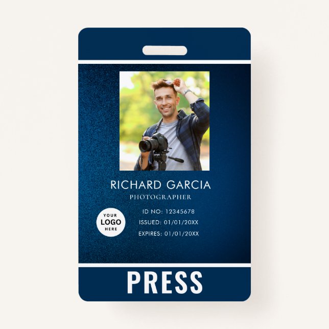 Photo Photographer Press Badge ID Badge (Front)