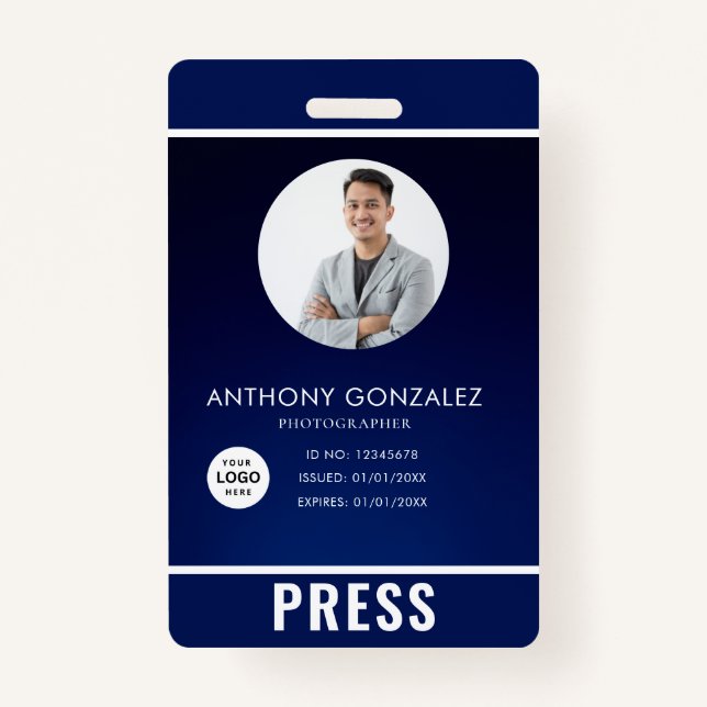 Photo Photographer Press Badge ID Badge (Front)