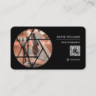 Photo Photographer QR Code Professional Black Business Card