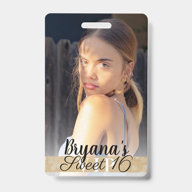 Photo Photography Gold VIP Birthday Party Pass ID Badge (Front)