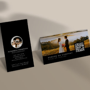 Photo Photography Stylish Photographer QR Code Business Card