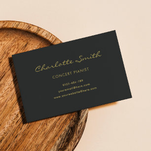 Photo Pianist Black & Gold Simple Business Card