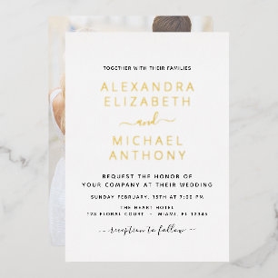 Photo Picture Wedding Elegant Romantic Foil Invita