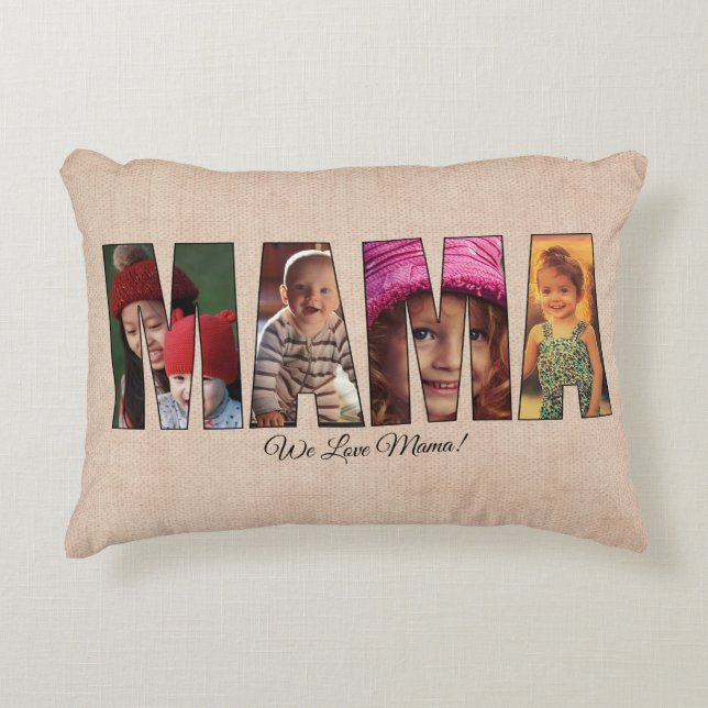 Photo Pillow MAMA Add Images, Message Name on back (Front)
